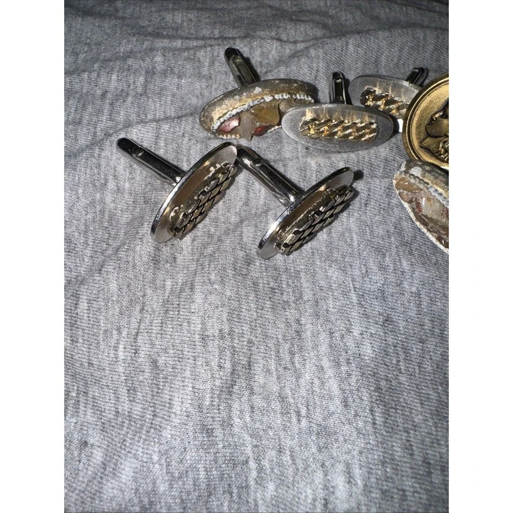 Vintage Swank Cuff Links Lot Of 4 Pair Roman Gemstone Silver Goldtone